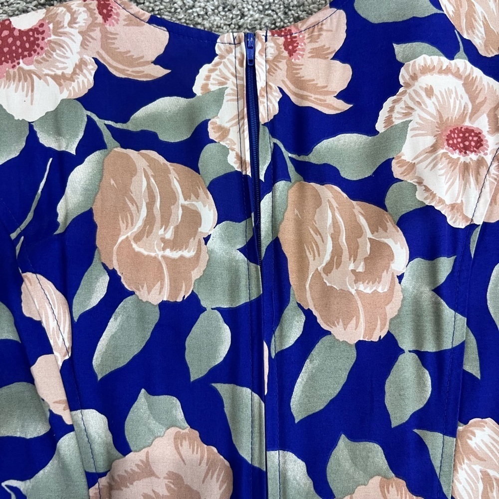 Vintage Carol Anderson Blue Colorful Floral Drop Waist Maxi Dress FS Size 5/6 - Picture 11 of 11